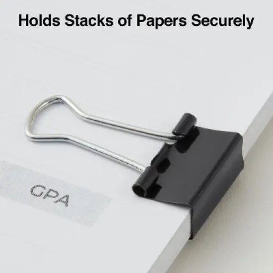 Staples Small Metal Binder Clips Bulk PK Black 3/4" Size with 3/8" Capacity 480114 image {3}