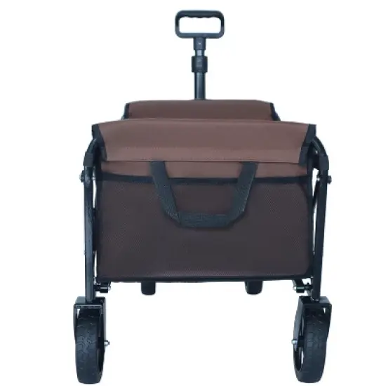 Expandable Dual-Layer Utility Wagon with 100% Extra Space - Grocery CartSupports 225lbs, Brown image {6}