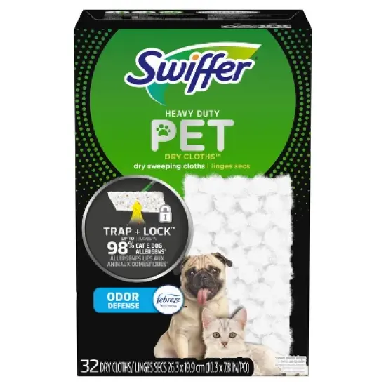 Swiffer Sweeper Pet Heavy Duty Multi-Surface Dry Cloth Refills for Floor Sweeping and Cleaning - 32ct image {9}