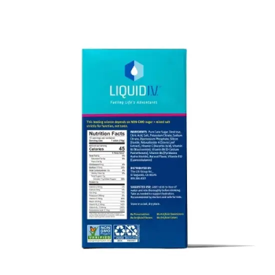 Liquid I.V. Hydration Multiplier Vegan Powder Electrolyte Supplements - Passion Fruit - 0.56oz each/10ct image {3}