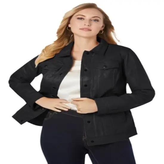 Jessica London Women&rsquo;s Plus Size Denim Style Leather Jacket image {2}