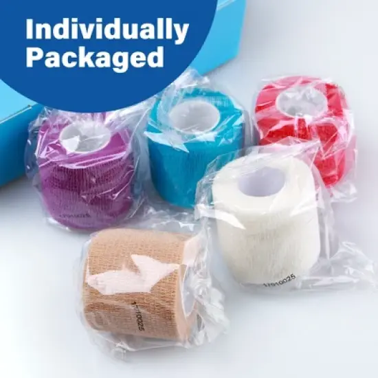 LotFancy Self Adhesive Bandage Wrap, 2" x 5 Yards, 10 Rolls Breathable Sports Tape, Multicolor image {7}