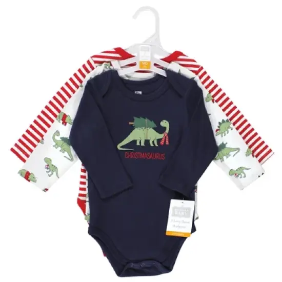 Hudson Baby Unisex Baby Cotton Long-Sleeve Bodysuits, Christmasaurus image {1}