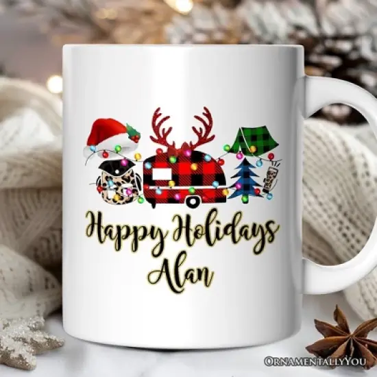 Camp Buffalo Plaid Christmas Mug, Camping Friends Gift (Non-Custom Only)| OrnamentallyYou image {4}