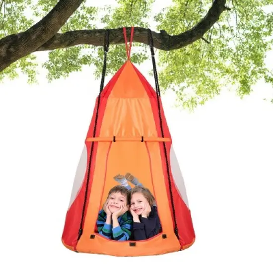 Costway 40'' Kids Hanging Chair Swing Tent Set Hammock Nest Pod Seat image {12}
