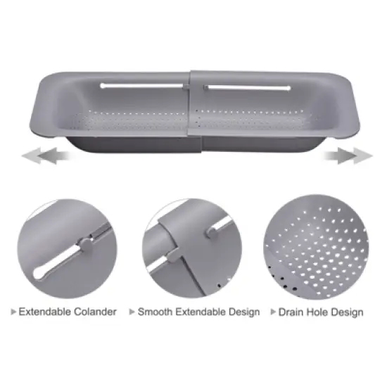 Unique Bargains Collapsible Colander Kitchen Over the Sink Drain Strainer Extendable Basket Set image {3}