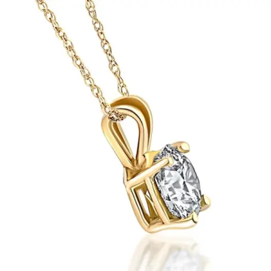 Pompeii3 3/4ct Diamond Solitaire Pendant 14K Yellow Gold image {2}