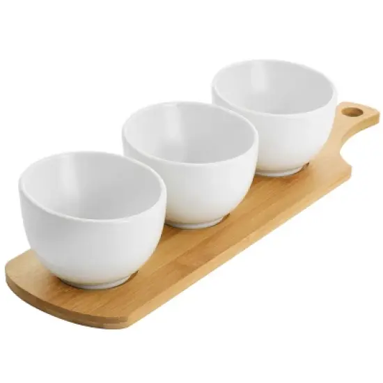 Gibson Elite Gracious Dining 4 Piece Fine Ceramic Tidbit Bowl Set with Base in White image {5}