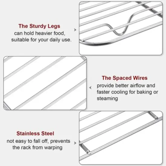 Unique Bargains 304 Stainless Steel Roasting Baking BBQ Grill Net 2 Pcs image {3}