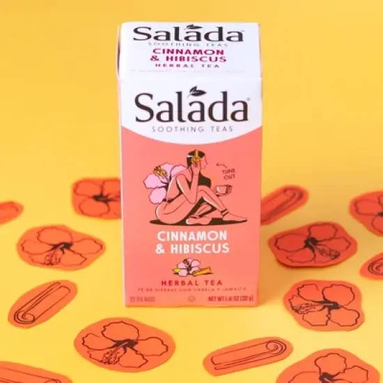 Salada Soothing Teas, Cinnamon & Hibiscus Herbal Tea 20 Individually Wrapped Tea Bags Per Box (Pack of 6) image {4}