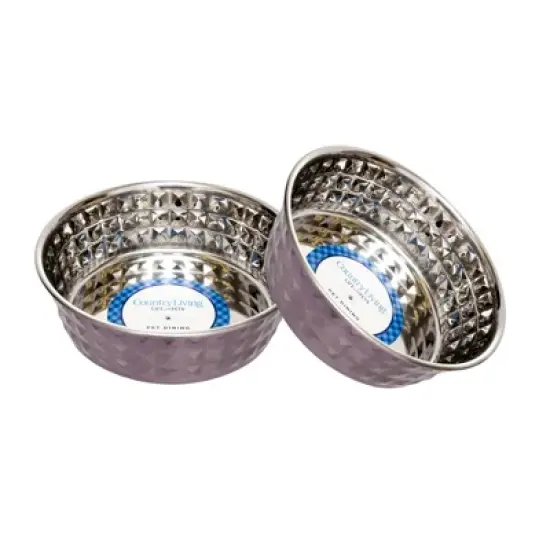 Country Living Set of 2 Hammered Stainless Steel Dog Bowls &ndash; Available in 2 Sizes & 4 Color Options image {12}