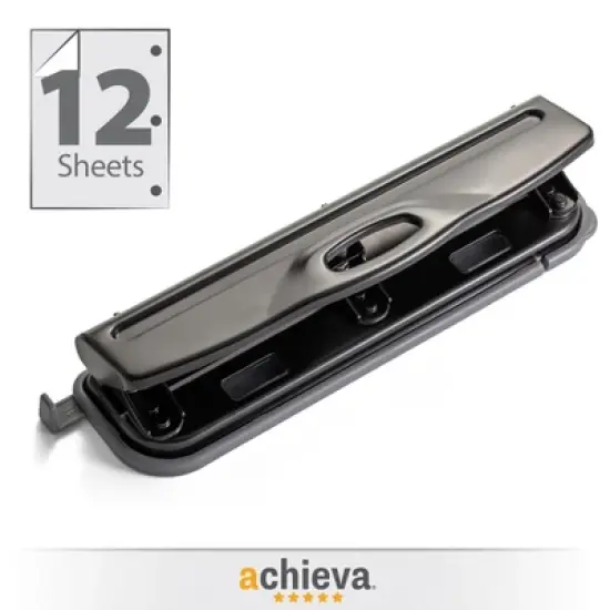 Achieva&reg; Economy 3 Hole Punch, 12 Sheet Capacity, Black image {1}