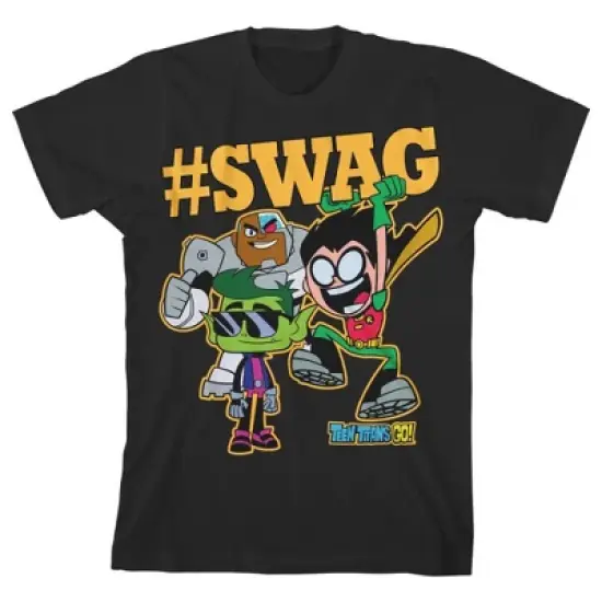 Teen Titans Go #Swag Black Graphic Tee Toddler Boy to Youth Boy image {2}