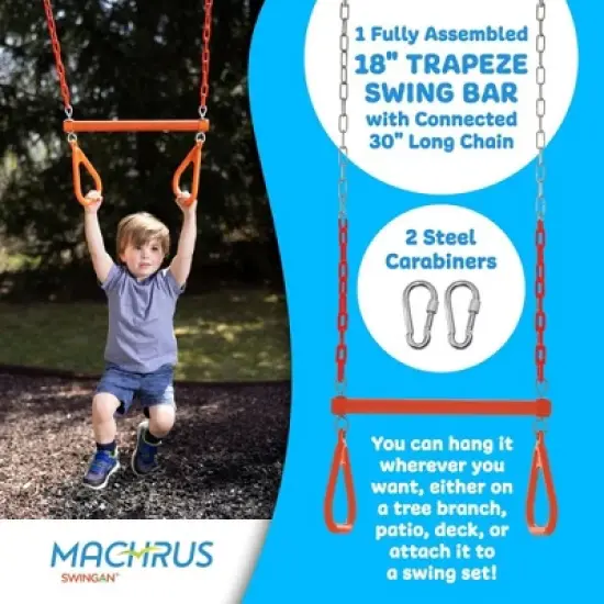Machrus Swingan Trapeze Swing Bar with Vinyl Coated Chain - Fully Assembled image {3}