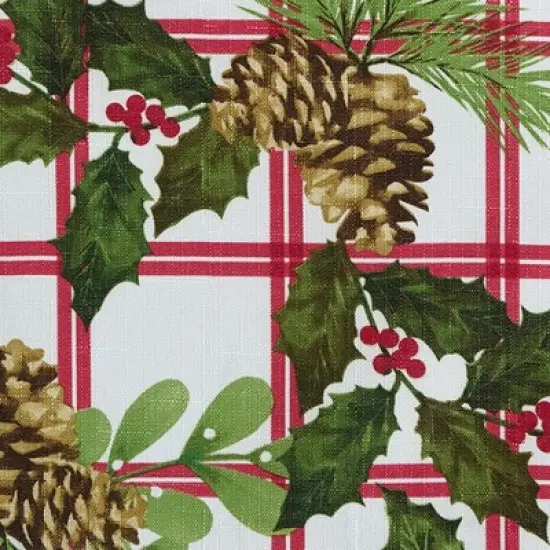Elrene Pinecone Plaid Holiday Fabric Tablecloth - Elrene Home Fashions image {2}