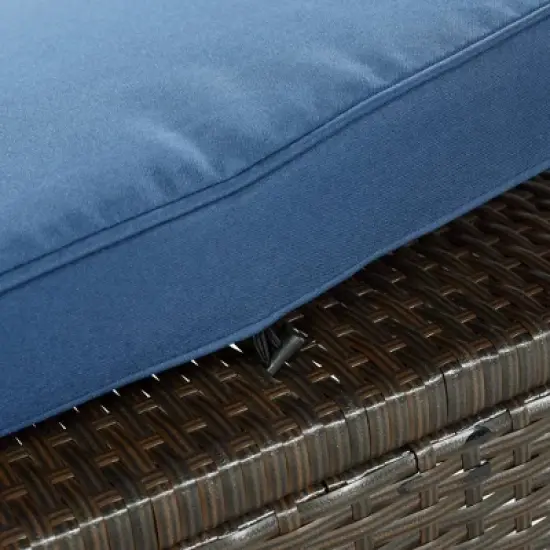 9pc Wicker Patio Sectional Seating Set with Cushions - Brown/Blue - GODEER image {9}