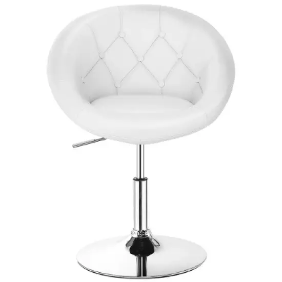 Tangkula Modern Swivel Bar Stools Height Adjustable Round Tufted Back Accent Chair Black/White image {10}
