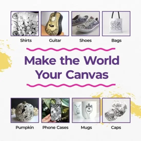 PINTAR Art Supply Professional Outline & Fill Pack - Set of 18 Black/White Paint Markers, (6) 0.7mm, (6) 1mm, (6) 5mm Tips - Smooth Japanese Ink image {2}