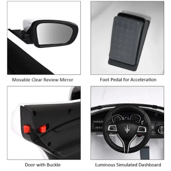 Costway 12V Maserati Licensed Kids Ride on Car w/ RC Remote Control Led Lights MP3 BluePinkWhite image {7}