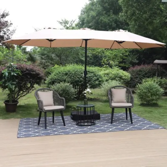 Rectangular Outdoor Patio Market Umbrella with Extra Large Base and Sand Bags - Captiva Designs image {10}