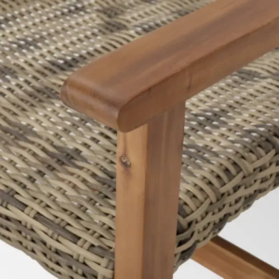 Hampton 4pk Wicker Mid-Century Club Chairs - Natural/Gray - Christopher Knight Home image {1}