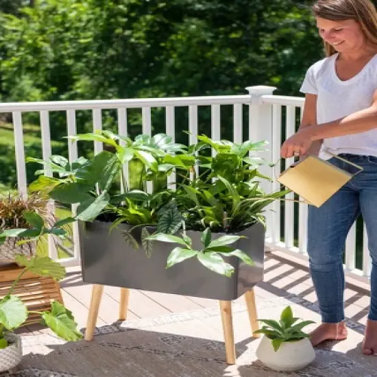 Ava Self-Watering Rectangular Planter - white image {2}