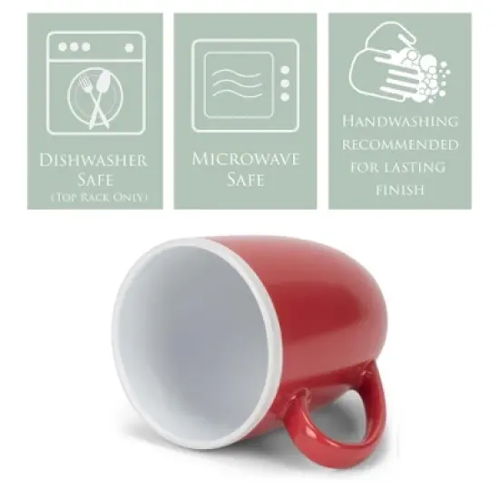 Elanze Designs Solid Color Red White Interior 16 ounce Matte Ceramic Mugs Matching Set of 4 image {2}