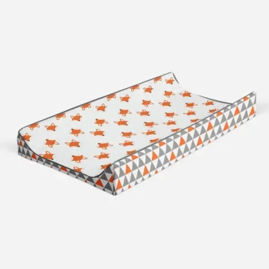 Bacati - Playful Fox Quilted Changing Pad Cover -Traingles in Gussett image {6}