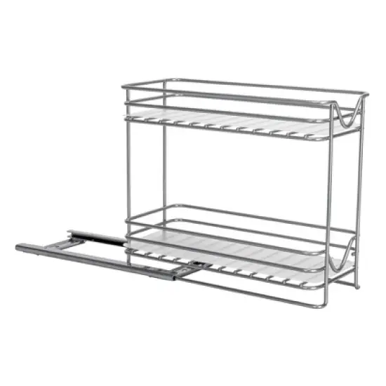 Glidez Powder-Coated Steel Pull-Out/Slide-Out Storage Organizer with Plastic Liners for Spice Rack Use - 2 -Tier Design image {5}