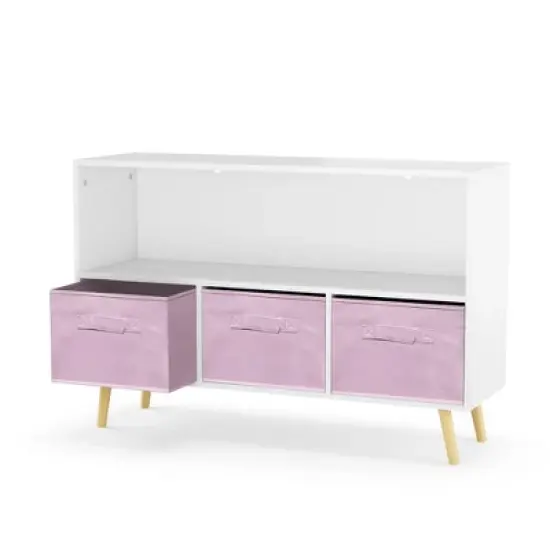 Kids Bookcase with Collapsible Fabric Drawers, Children's Book Display, Toy Storage Cabinet Organizer-ModernLuxe image {4}