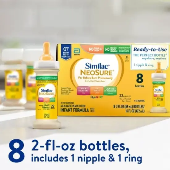 Similac Neosure Ready to Feed Infant Formula Bottles - 2 fl oz Each/8ct image {8}