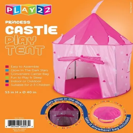 Play Tent Princess Pink Castle Glowing in the Dark Stars - Portable Kids Play Tent Fordable Into a Carrying Bag for Outdoor and Indoor Use - Play22usa image {8}