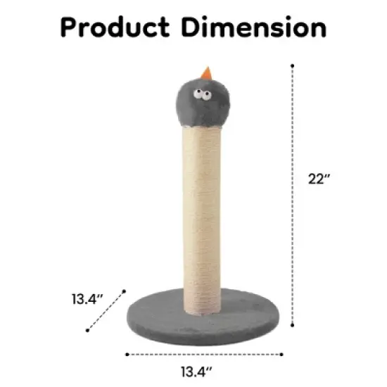 Heynemo 20" Cat Scratching Post, Sisal Cat Scratcher with Interactive Hanging Toy, Monster Scratch Pole for Indoor Cats, Cute Cat Scratch Post image {6}