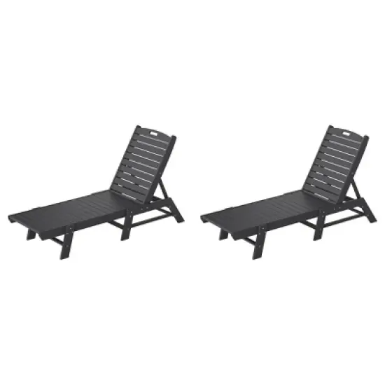 WestinTrends Poly Reclining Outdoor Patio Chaise Lounge Chair Adjustable (Set of 2) image {13}