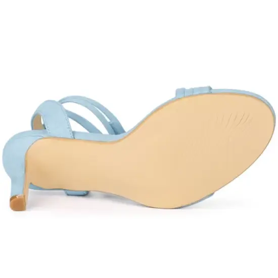 Allegra K Women's Lace Up Suede Heels Stiletto High Heels Sandals image {5}