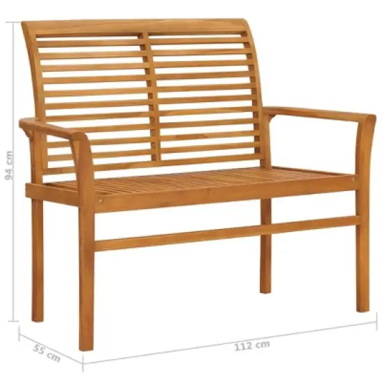 vidaXL Solid Teak Wood Patio Bench - Fine Sanded Outdoor Seating - Refined, Weather-Resistant Garden Furniture - Warm Color Finish - 44.1" image {5}