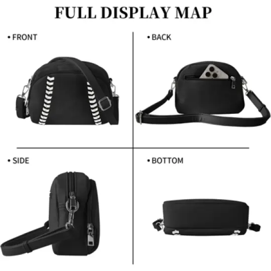 FATMOON Baseball Crossbody Purses for Women Mom Sport Small Baseball Shoulder Bag Vegan Leather Softball Handbags image {5}