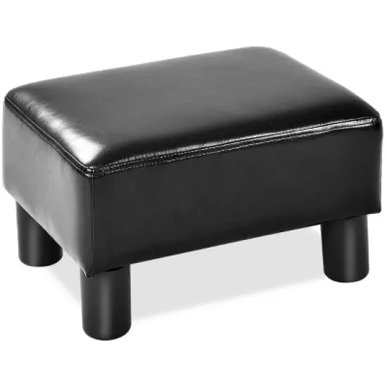 Costway PU Leather Ottoman Rectangular Footrest Small Stool w/ Padded Seat White/Black/Red image {6}