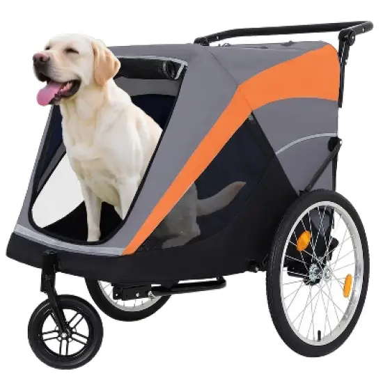 2-in-1 Bike Trailer & Push Cart for Pets - Detachable Bike Hitch & Push Handle Included&pound;&not;Dual Cup Pockets and Storage Bag, Holds Pets Up to 100 lbs image {16}