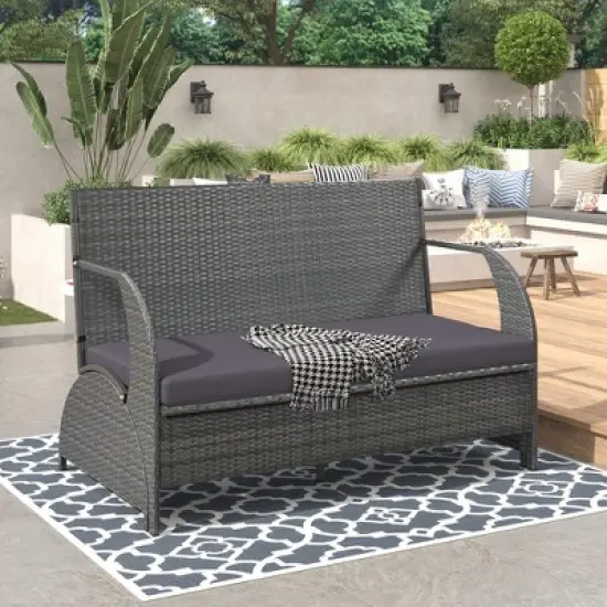 Versatile outdoor loveseat that converts to four seats and a table, suitable for gardens and lawns image {16}