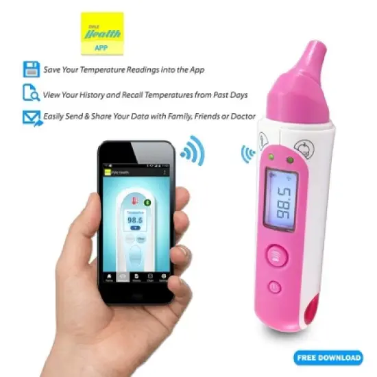 Pyle Bluetooth Digital Ear & Forehead Thermometer PHTM20BTPN &ndash; LCD Display &ndash; App Compatible image {3}