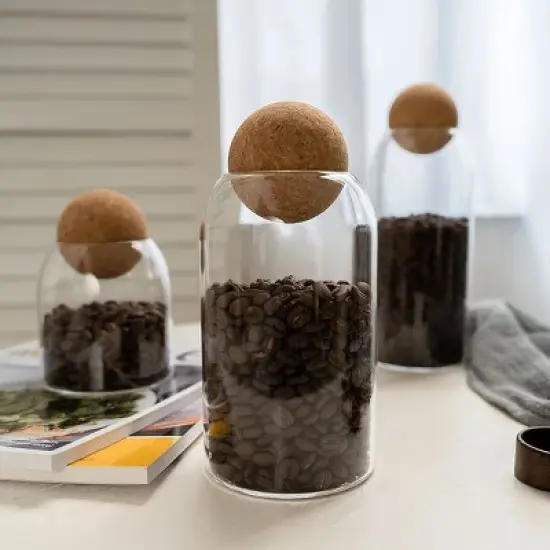 1 SET Storage ball jar, glass tea jar, minimalist cork jar, sealed candy jar, storage jar, coffee jar, dry food storage jar, coffee storage container image {10}