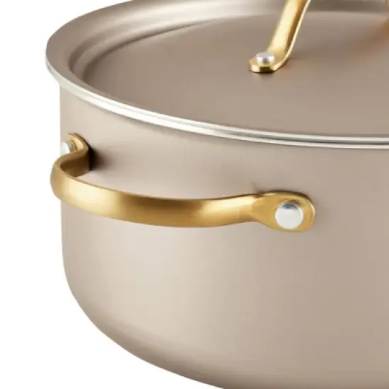 Farberware Radiant 5.5qt Nonstick Dutch Oven with Lid Champagne: Aluminum, Dishwasher-Safe, Round, 5.5qt Capacity image {9}