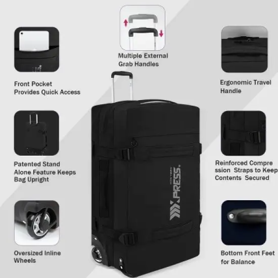 New York Xpress Soft Roller Luggage Set, Wheeled Travel Duffel Luggage, 20" 26" 30" 3PC image {8}