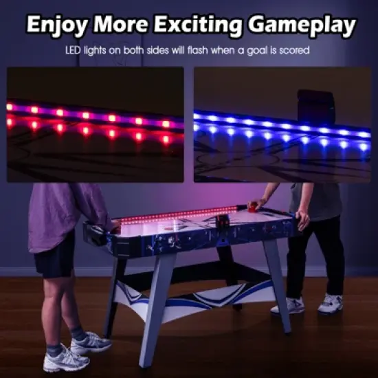 Tangkula 54" Air Hockey Table - Arcade Hockey Table Gaming Set w/LED Electronic Scoring & Lights 2 Pucks 2 Pushers Powerful 12V Motor image {1}