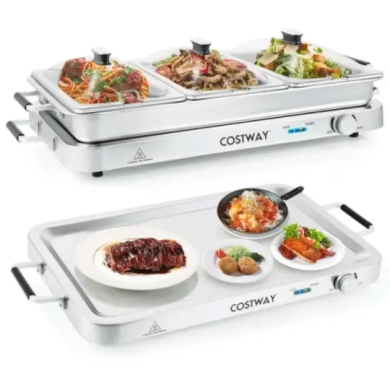 Costway Food Warmer Buffet Server 450W Stainless Steel Electric Warming Tray for Parties image {9}