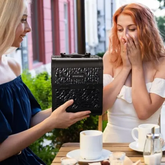 Byootique Makeup Train Case Cosmetic Organizer w/ Mirror Mermaid image {7}