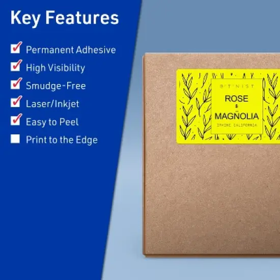 Avery Neon Yellow Paper Labels, 5" x 8-1/8" Rectangle image {1}