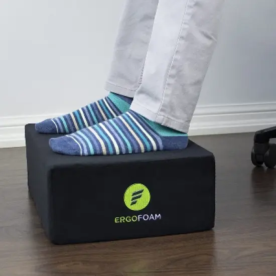 ErgoFoam XL Foot Rest for Stools and High Chairs - Adjustable Foot Rest for Added Height - Extra Large Premium Velvet Soft Foam Footrest image {4}