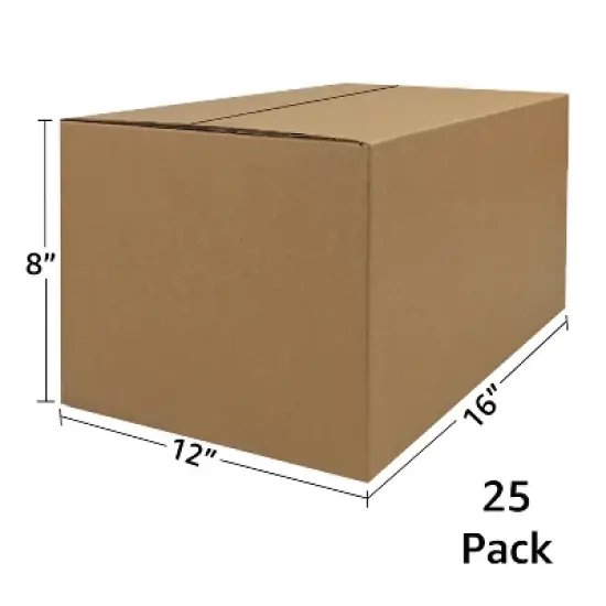 UOFFICE Pack of 25 Corrugated Shipping Boxes 16" x 12" x 8" image {2}